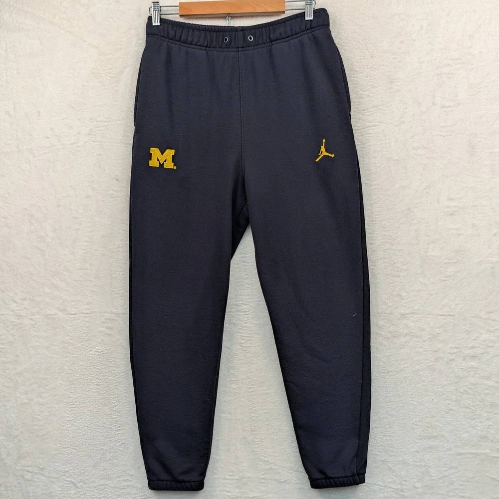 Jordan Michigan Wolverines Sweatpants Mens M Navy Blue Jumpman Fleece Loungewear
